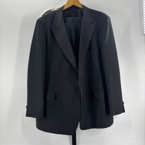 Vintage Celebrity Formals Tux 3 Piece Black 48 R Jacket, 44 R Pants, Cumberbund